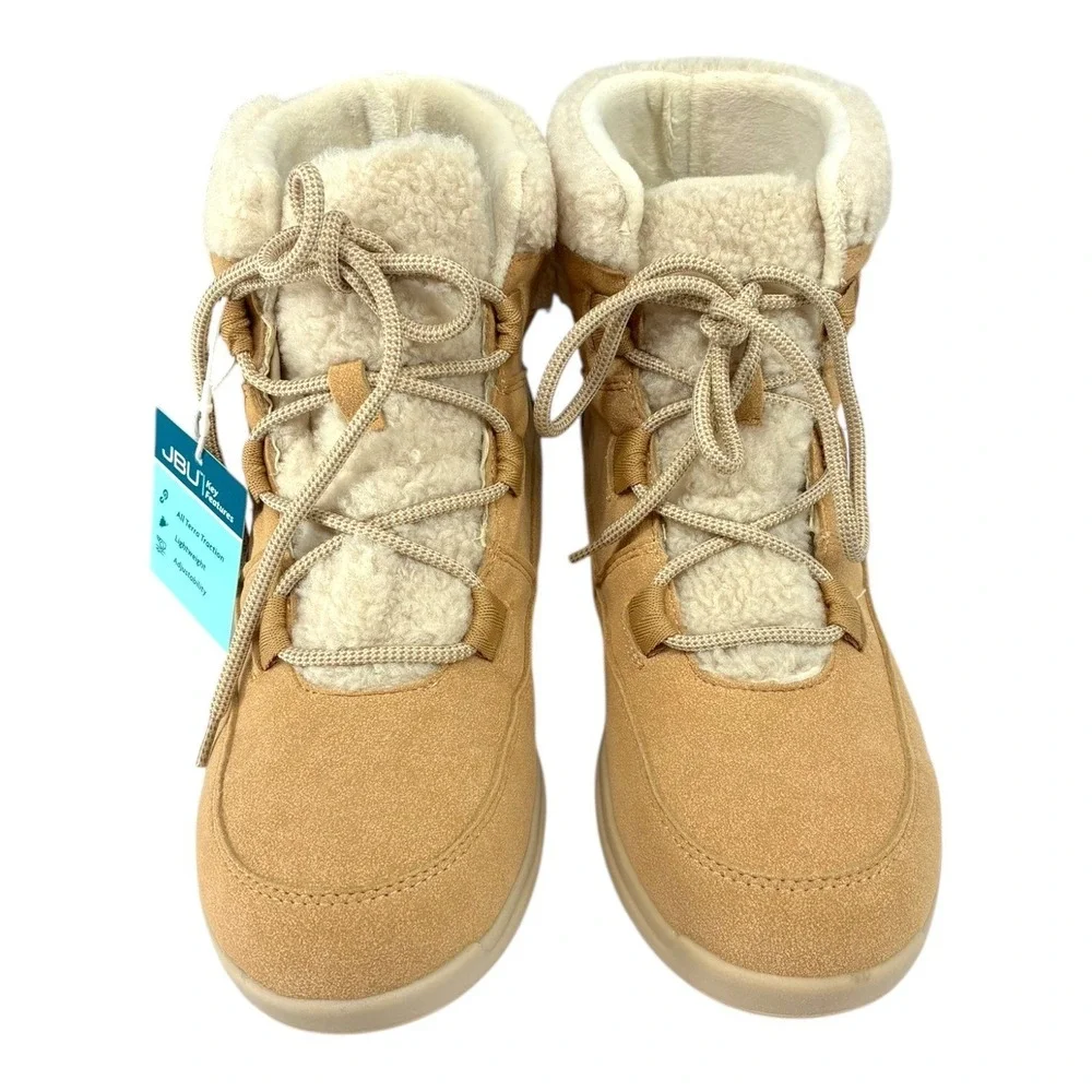 JBU Jambu Freeze Tan FauxShearling LaceUp Booties Lightweight Traction‎ 8M NIB